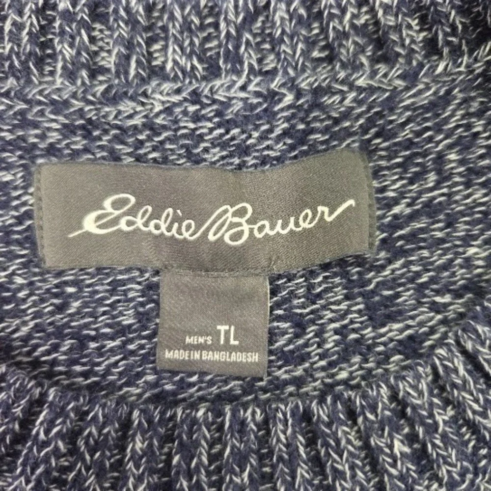 Eddie Bauer Sweater Mens Large Tall (TL) Crewneck Knit Pullover Marled Knit Blue - Picture 4 of 13